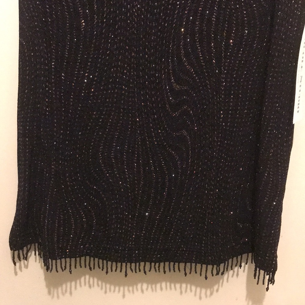 D) Nicole Studio New York Vintage Black Sleeveless Beaded Top Size 8 - Picture 6 of 7
